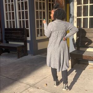 Gray knit open front sweater